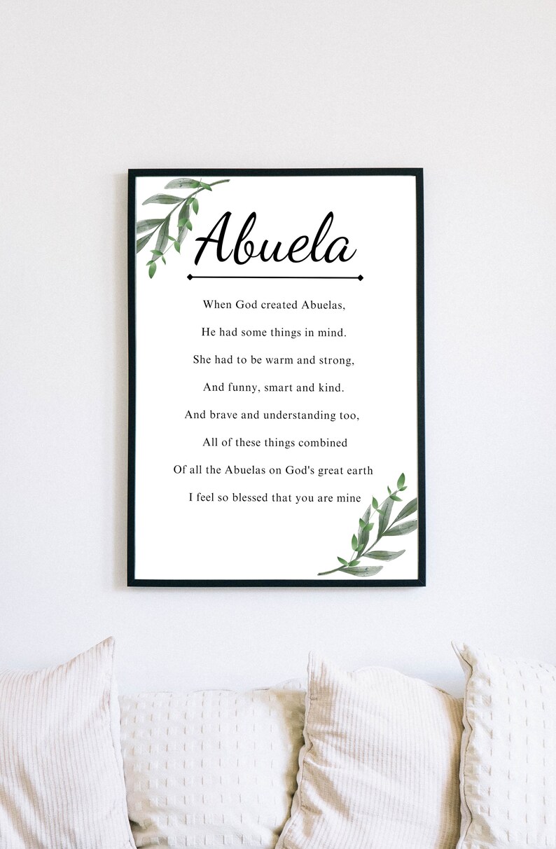 Abuela Poema Poema imprimible para Abuelas Cumpleaños Navidad Día de la ...