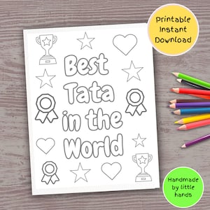 Best Tata Printable coloring page for kids handmade diy fathers day birthday card gift for Tata from toddler grandkid grandson granddaughter