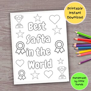 Meilleur coloriage Safta pour enfants à colorier à imprimer carte cadeau d'anniversaire de remerciement Safta des petits-enfants, petit-fils, petite-fille
