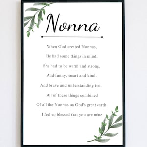 Druckbare Nonna Gedicht, Nachdenkliches Last-Minute-Geschenk für Geburtstag Weihnachten Muttertag Hochzeit, religiöses christlich-katholisches Geschenk