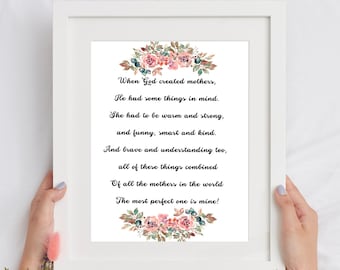 Mother's Day Poem Print: Floral Wall Art Gift (Digital Download)