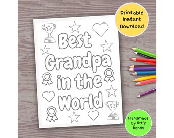 Best Grandpa Coloring Page, Handmade Gift from Grandson/Granddaughter (Digital Download)