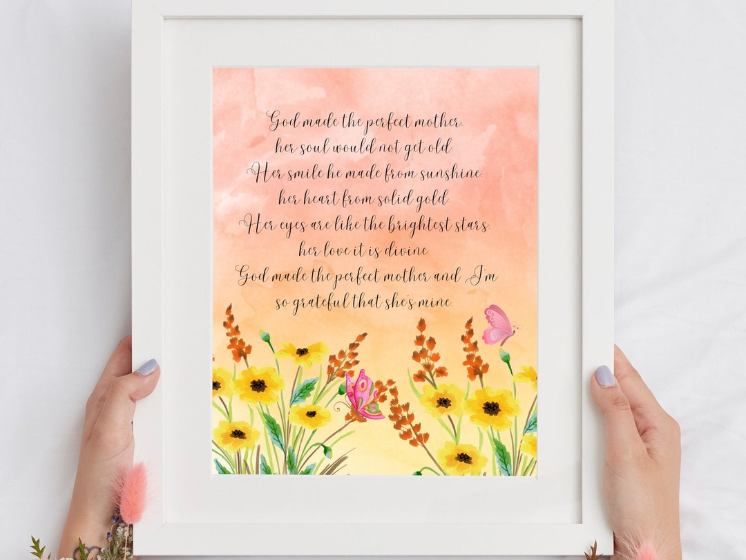 Perfect Mother Printable Poem for Mothers Day Birthday Christmas Gift ...