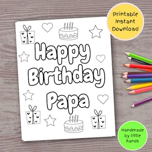Happy Birthday Papa Printable Coloring Page for Kids Handmade Diy ...