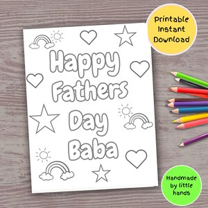 Baba Fathers day Printable coloring page for kids handmade diy fathers day card gift for Baba from kids grandkids grandson granddaughter