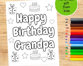 Grandpa Birthday Coloring Page: DIY Gift from Grandkids (Digital Download)