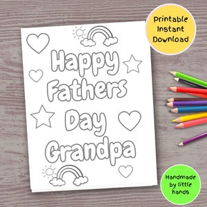 Página para colorear del día del padre para abuelos, tarjeta de regalo del día del padre hecha a mano para abuelos, de nietos, de nietas