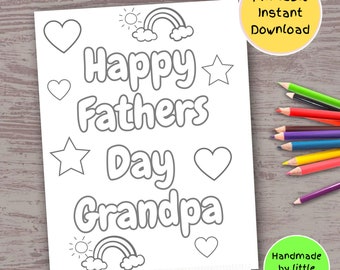 Father's Day Grandpa Coloring Page: Gift Card for Kids (Digital Download)