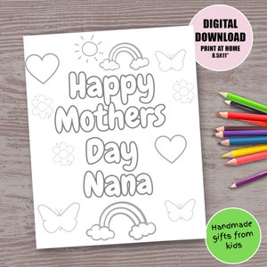 Nana Mothers Day Coloring, coloring pages, DIY mothers day for Nana, mother&#39;s day from grandkids, from grandchild, Handmade gift for Nana