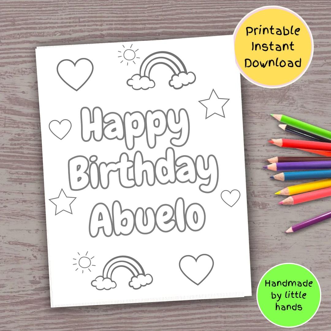 Abuelo Birthday Printable Coloring Page for Kids Handmade Diy Birthday ...