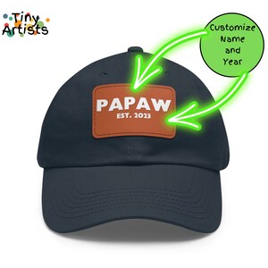 Papaw Baseball Cap Trucker Hat, Personalized custom gift for Birthday Christmas Fathers day announcement reveal from grandson grandaughter