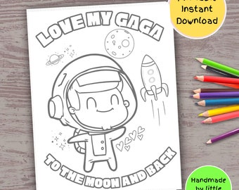 Gaga Astronaut Coloring Page, Kids Mothers Day Gift (Digital Download)