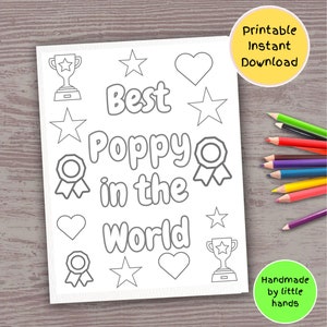 Meilleure page de coloriage imprimable de pavot pour les enfants, cadeau de carte d'anniversaire de jour de pères diy fait main mignon pour le pavot de la petite-fille de petit-fils d'enfant en bas âge