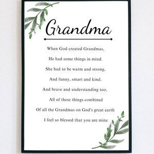 Poema da avó perfeito presente para impressão para avós aniversário natal avós dia das mães presente jw do neto neta noiva noivo