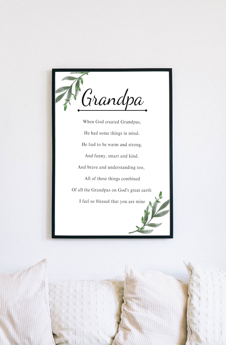 Grandpa Poem for Grandpa on Fathers Day Printable Birthday Card Gift