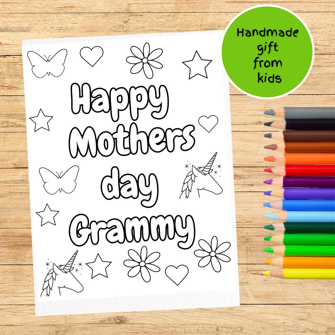Happy Mother Day Grammy Printable Coloring Page Sheet for Kids Cute ...