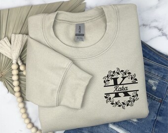 Personalized Kaka Sweatshirt: Floral Monogram, Plus Size Sweater