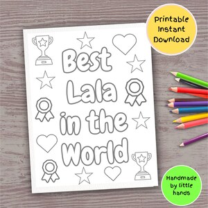 La mejor página para colorear de Lala para niños, imprimible, hecha a mano, gracias, cumpleaños, día de la madre, día de los abuelos, tarjeta de regalo de nieto y nieta