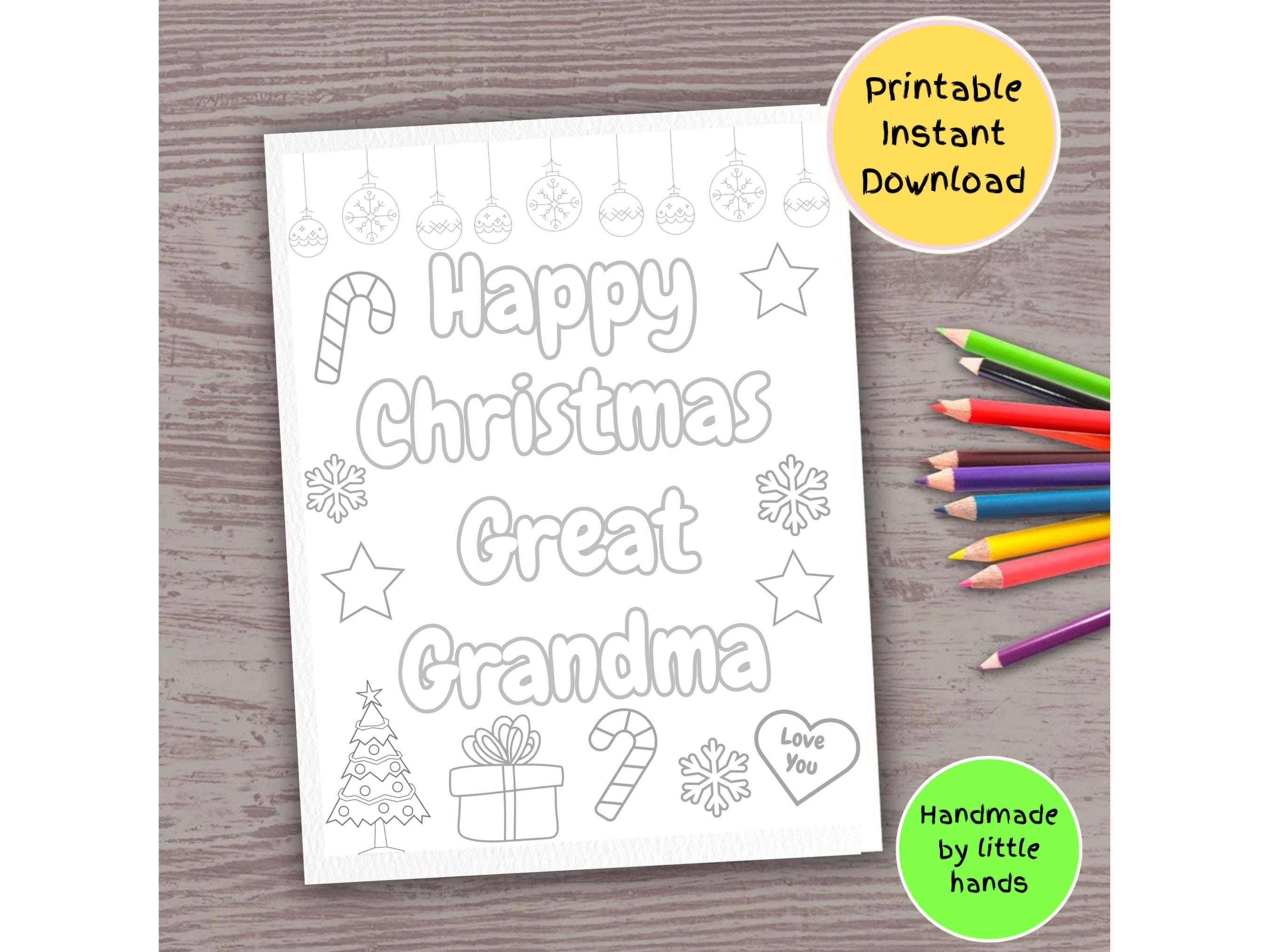 Santa Standing On Ladder Placing Star On Tree Great-Granddaughter Christmas Card - View #3