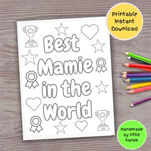 Best Mamie coloring page for kids printable handmade thank you birthday mothers day grandparents day gift card from grandson granddaughter