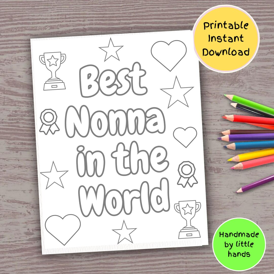 Best Nonna Printable Coloring Page for Kids Cute Handmade Diy Card Gift Best Nonna Printable Coloring Page for Kids Cute Handmade Diy Card Gift