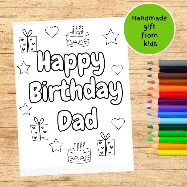 Happy Birthday Dad Printable Coloring Page for Kids Colouring Sheet