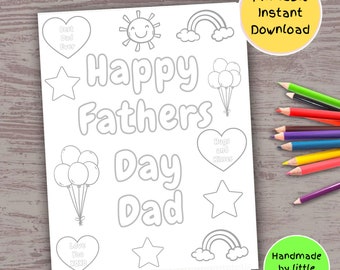 ¡Feliz Día del Padre! Página para colorear para papá, imprimible para niños (descarga digital)
