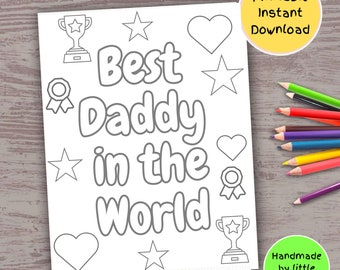 Best daddy fathers day coloring page for kid printable coloring sheet handmade diy thank you daddy birthday gift card from kids son daughter