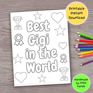 Gigi Ausmalseite für Kinder zum ausdrucken handgemacht diy Dankeschön Geburtstag Muttertag Großeltern Tag Karte Geschenk Geschenk