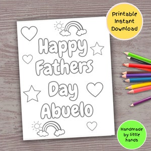 Pagina da colorare stampabile per la festa del papà di Abuelo per bambini, biglietto fai da te per la festa del papà, regalo per Abuelo dai nipoti dal nipote dalla nipote