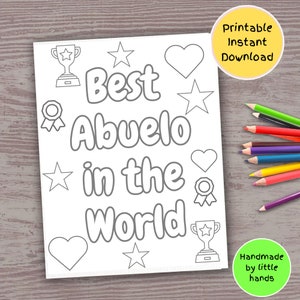 Best Abuelo coloring page for kids printable coloring sheet handmade diy thank you gift card for abuelo from grandkid grandson granddaughter