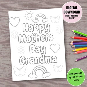 Fijne Moederdag oma afdrukbare kleurplaat voor kinderen Kleurplaat leuk handgemaakt diy Moederdagcadeau van kleinzoon kleindochter