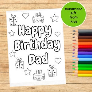Happy Birthday Dad Printable Coloring Page for Kids Colouring Sheet ...