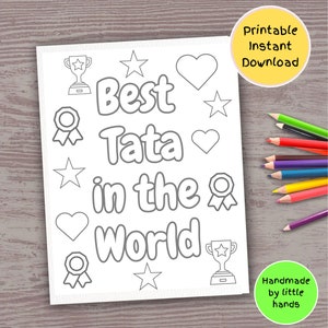 Best Tata coloring page for kids printable handmade thankyou birthday fathers day grandparents day gift card from grandson granddaughter