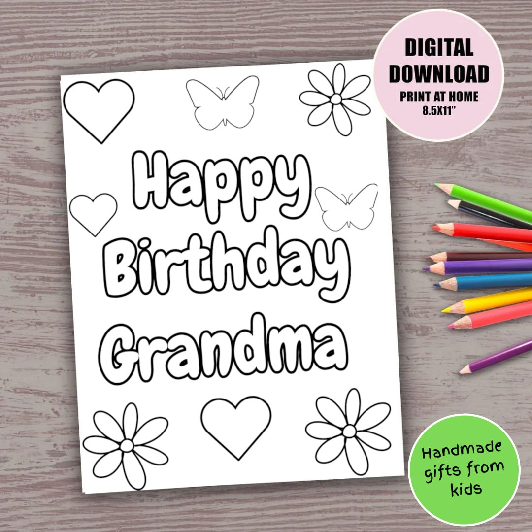 Happy Birthday Grandma Printable Coloring Page for Kids Colouring Page ...