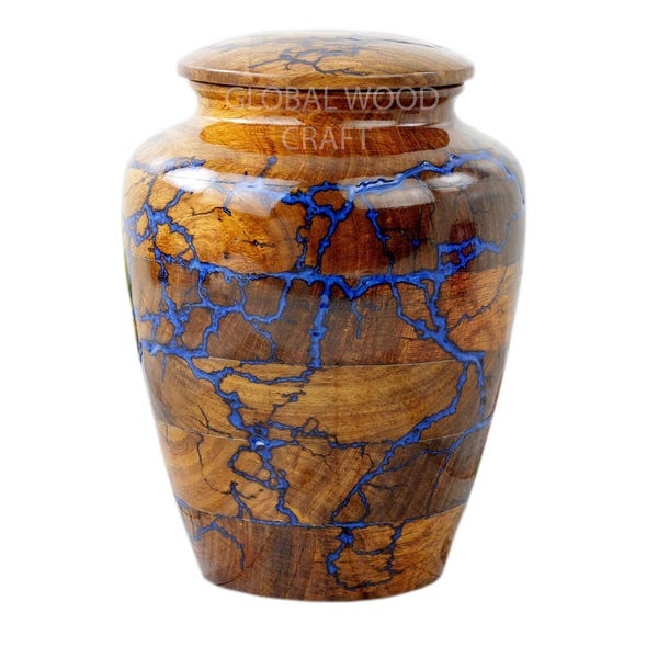 Handmade Wooden Cremation Urn, Rosewood Epoxy Resin Personalisation Urn Storge For Men And Women