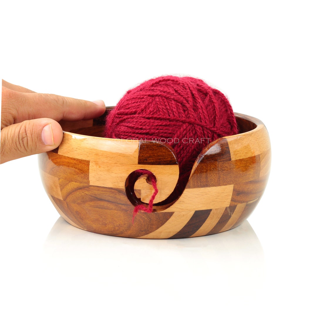 7x3 Handmade Wooden Yarn Bowl Mix Wood With Spiral Design Yarn Holder  Knitting Bowl Made for Crocheting Craft Organizing Accessory 