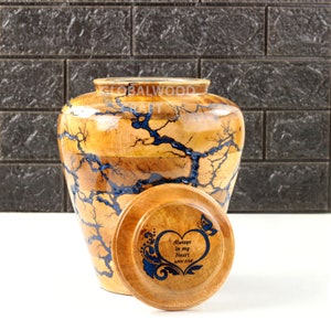 Handmade  fractal burning Mango Wood with Resin Urn | Cremation Ash Adult Pet Male & Female Ashes Handcrefted  Turn Wood Urn Human Ash Jars