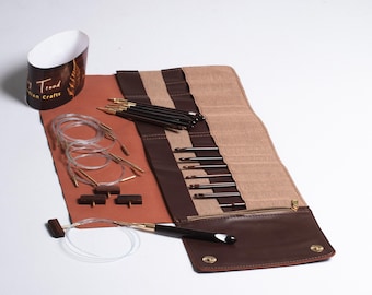 Wool and Wood Rosewood Interchangeable Crochet Hooks With Fabric Case.