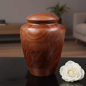 Personnalisation Urne funéraire artisanale en bois de rose : urne commémorative ronde pour hommes et femmes
