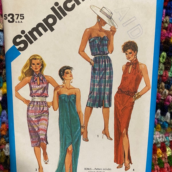 Vintage Simplicity Sewing Pattern #6431 Misses Dress Sizes 10-12-14 Unused, Uncut c1984