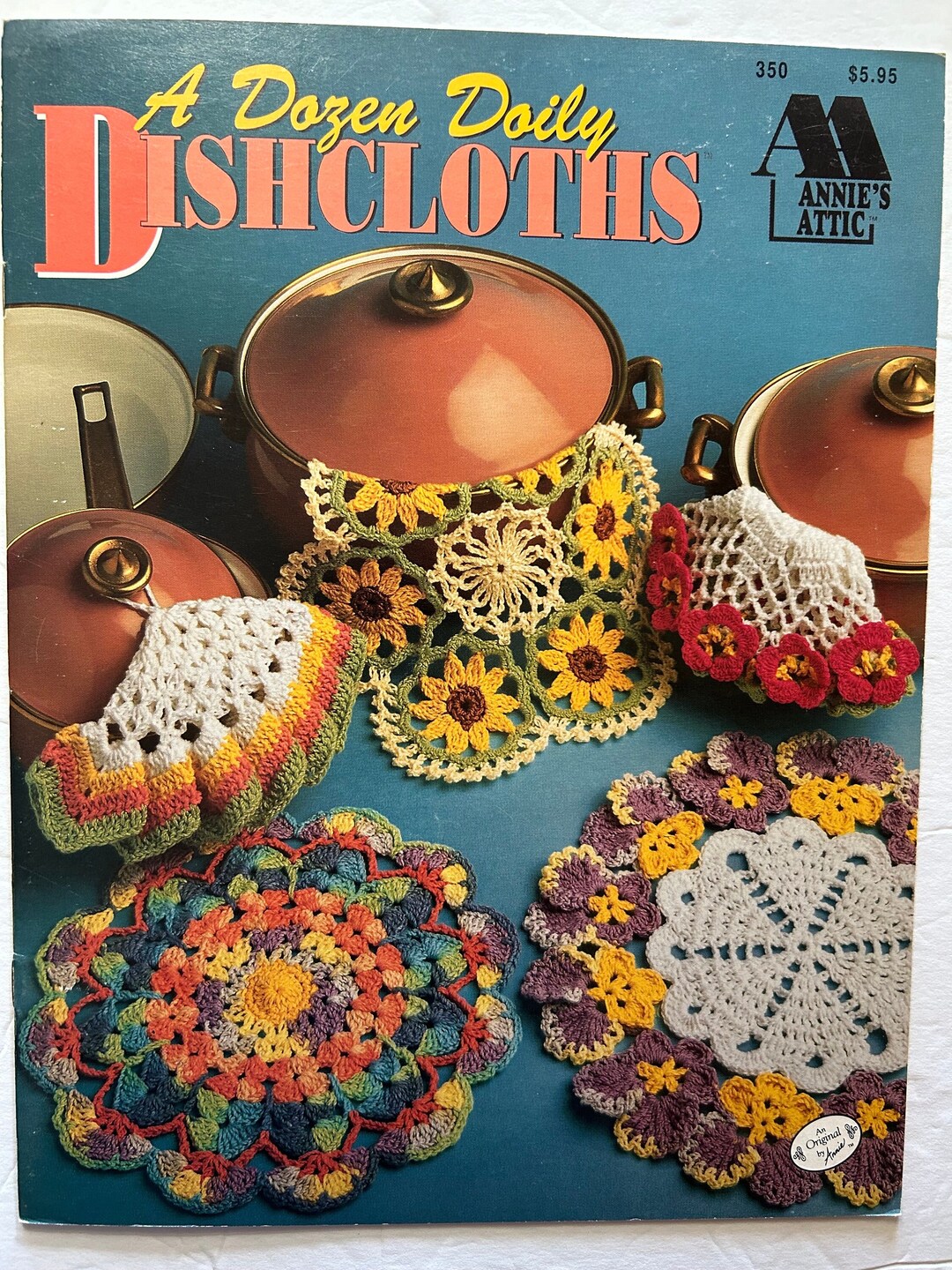 Annie's Attic Crochet Leaflet 350 A Dozen Doily Dishcloths Thread Lace