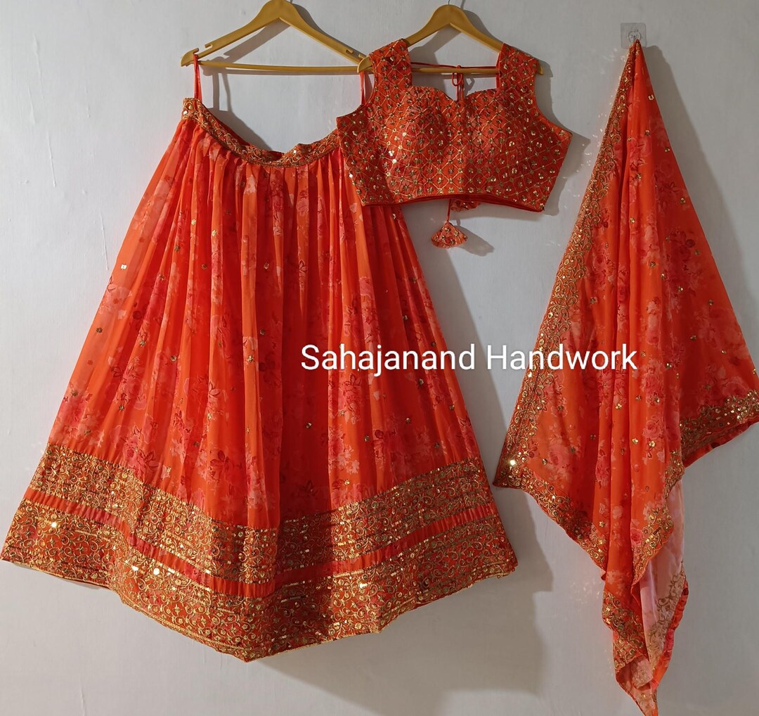 Orange red choli set