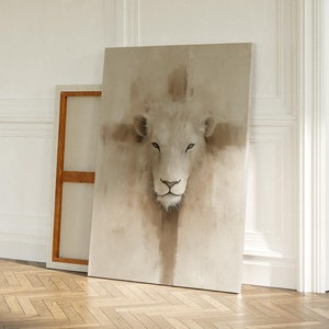Lion of Judah Canvas Print - Christian Wall Art, Neutral Tones, Inspirational Spiritual Decor