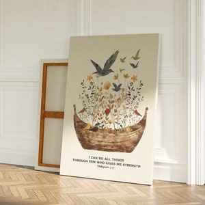 Philipper 4:13 Leinwanddruck, inspirierende Bibel-Vers-Wandkunst, christliche Wohndekoration, auf Glauben basierende Schrift