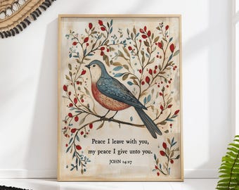 Peace I Leave with You John 14:27 Scripture Print Christian Wall Art