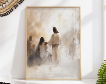 Jesus Healing Art Print: Biblical Miracle Wall Decor