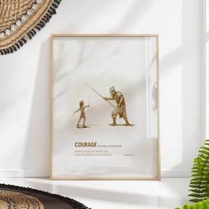 Courage - David and Goliath Biblical Art Print