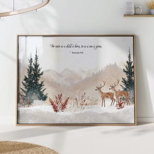 Christmas Christian Print Isaiah 9:6 Bible Verse Inspirational Winter Decor