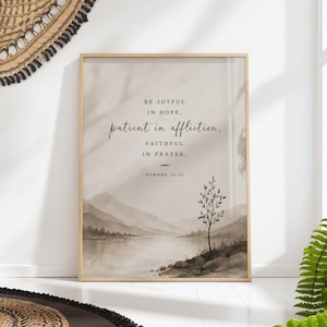 Romans 12 12 Print: Bible Verse Scripture Christian Faith Watercolor Art